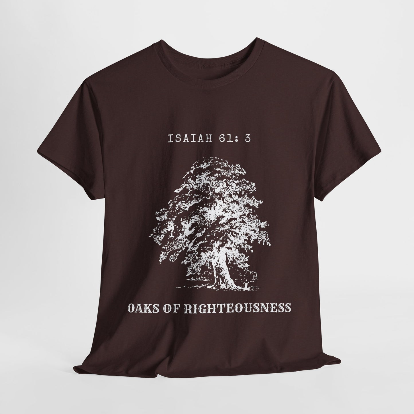 Camiseta con el árbol del roble de la justicia para hombres cristianos