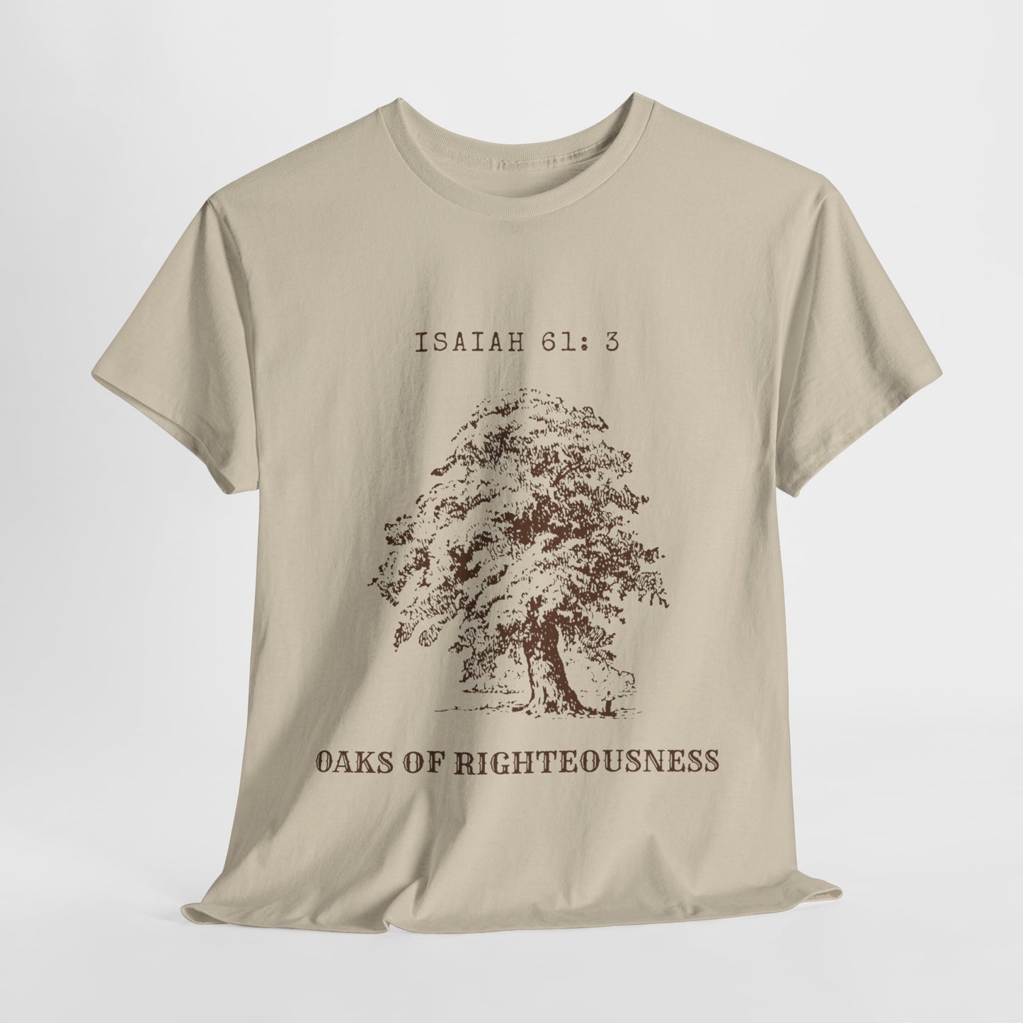 Camiseta con el árbol del roble de la justicia para hombres cristianos