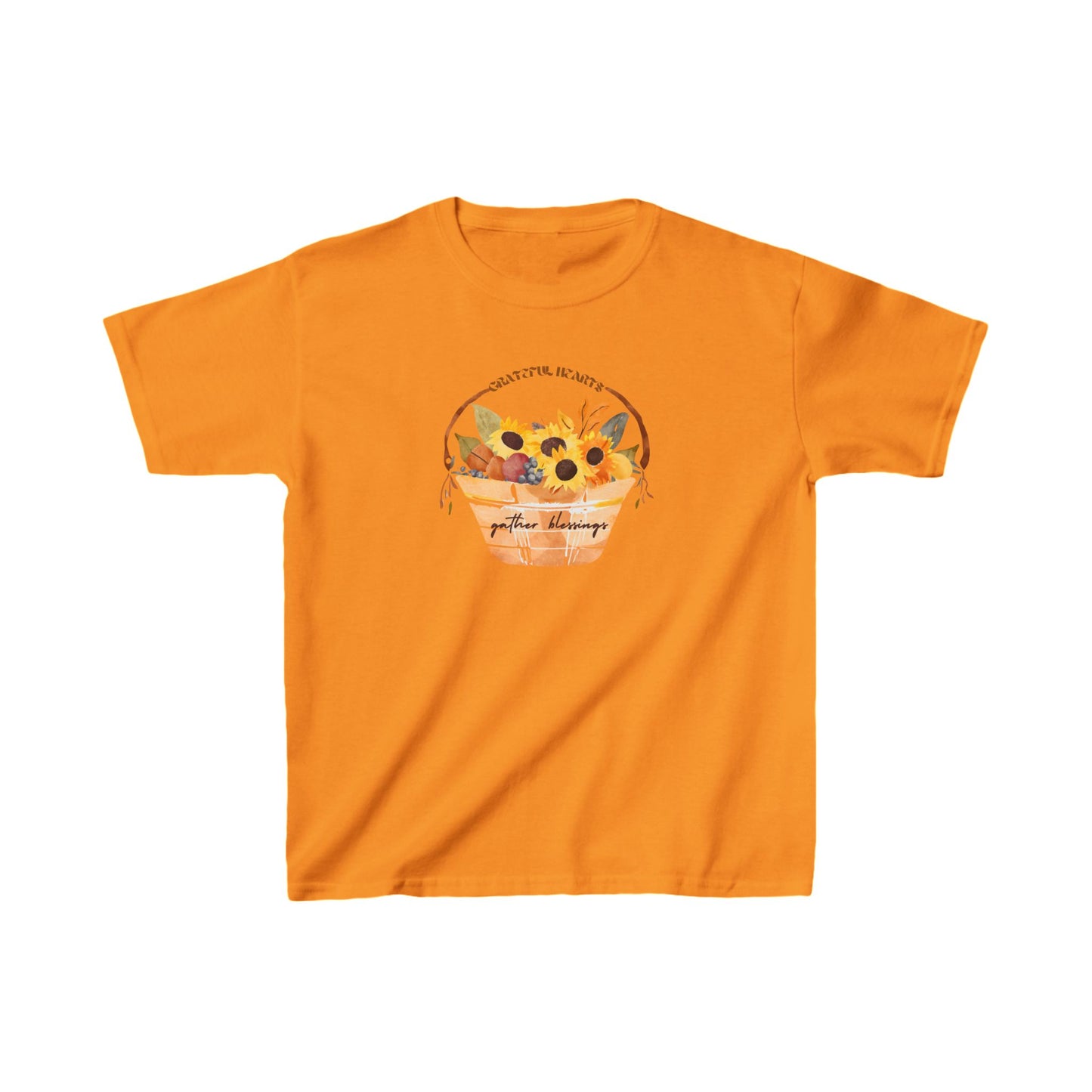 Grateful Hearts Gather Blessings Kids Tshirt