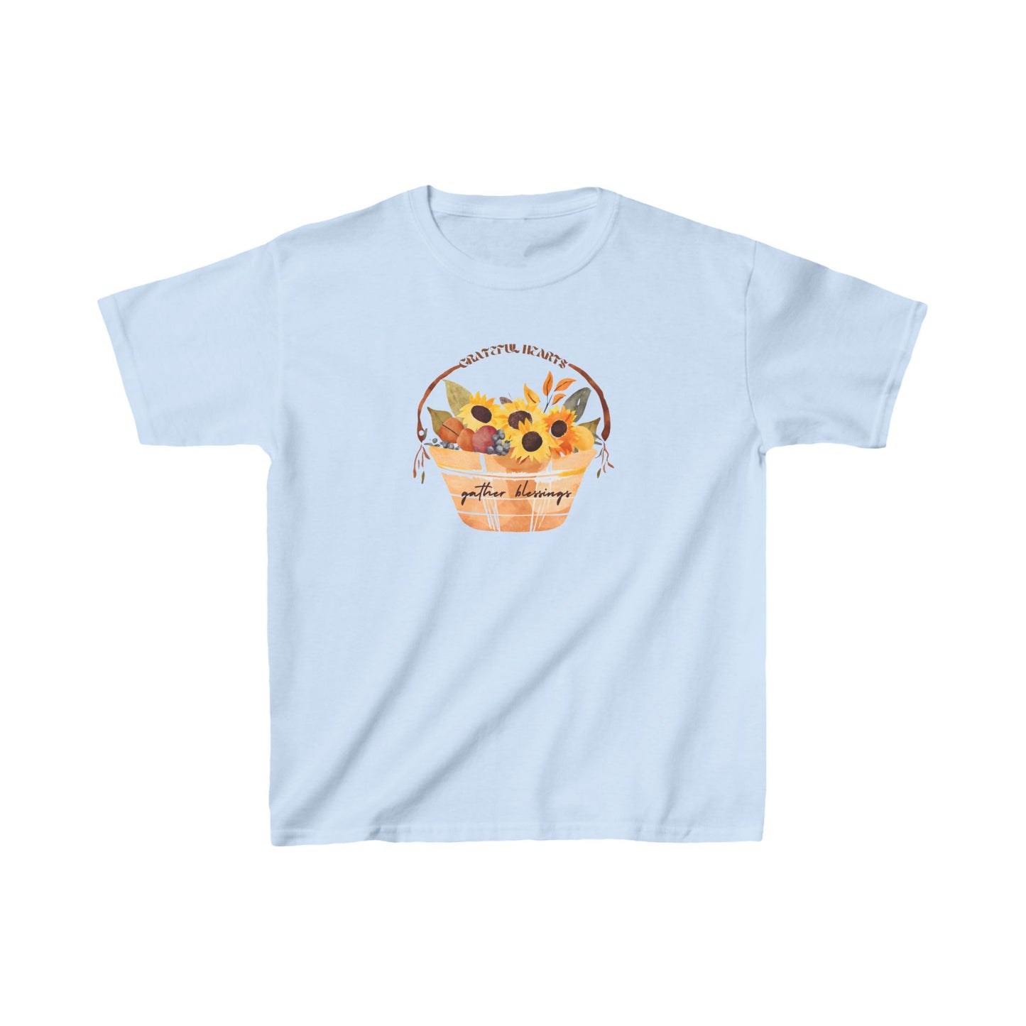 Grateful Hearts Gather Blessings Kids Tshirt