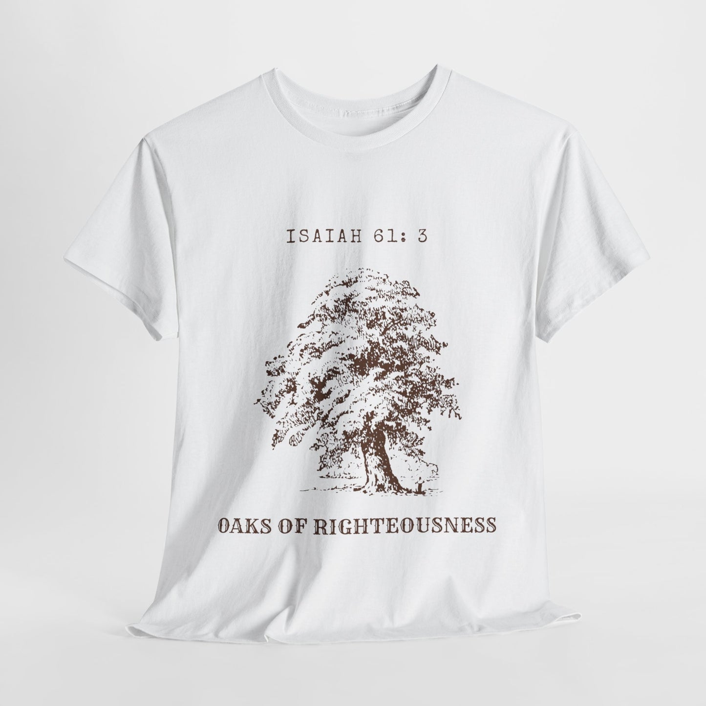 Camiseta con el árbol del roble de la justicia para hombres cristianos