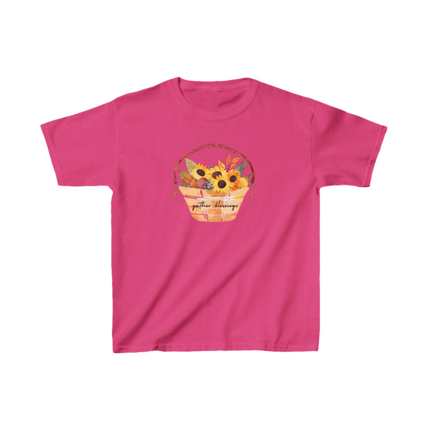 Grateful Hearts Gather Blessings Kids Tshirt