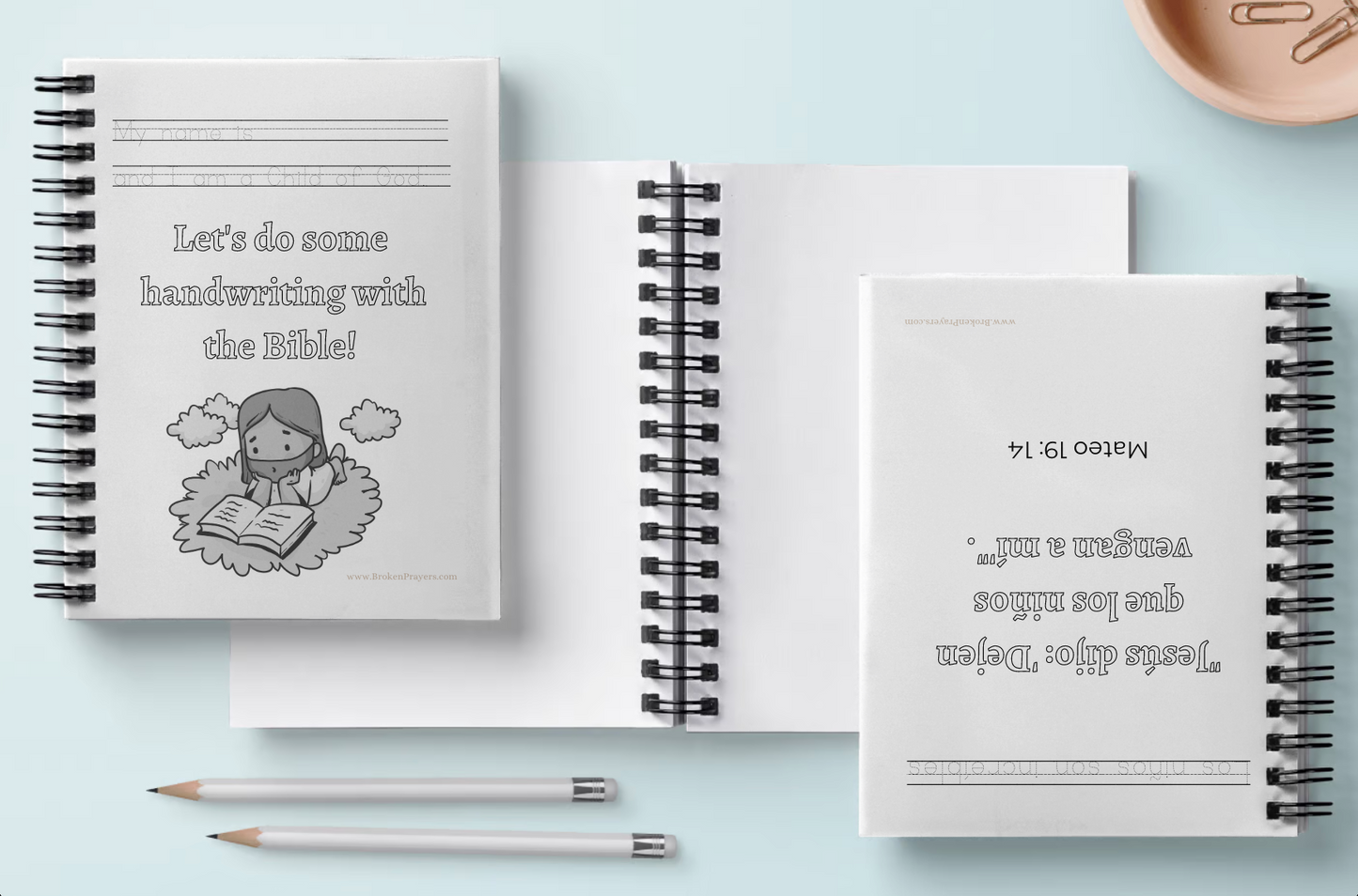 Estudio bíblico bilingüe + escritura a mano